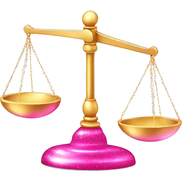 Pink balance scale with sparkles emoji