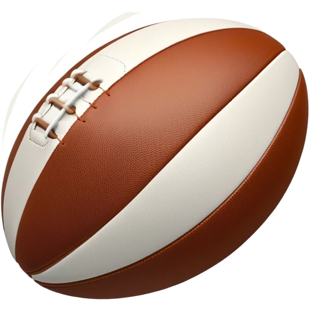 Cinematic Realistic image of a rugby ball in mid-action, with dynamic motion blur and finely rendered leather textures, set against a sunlit, energetic field that underscores its robust athleticism emoji