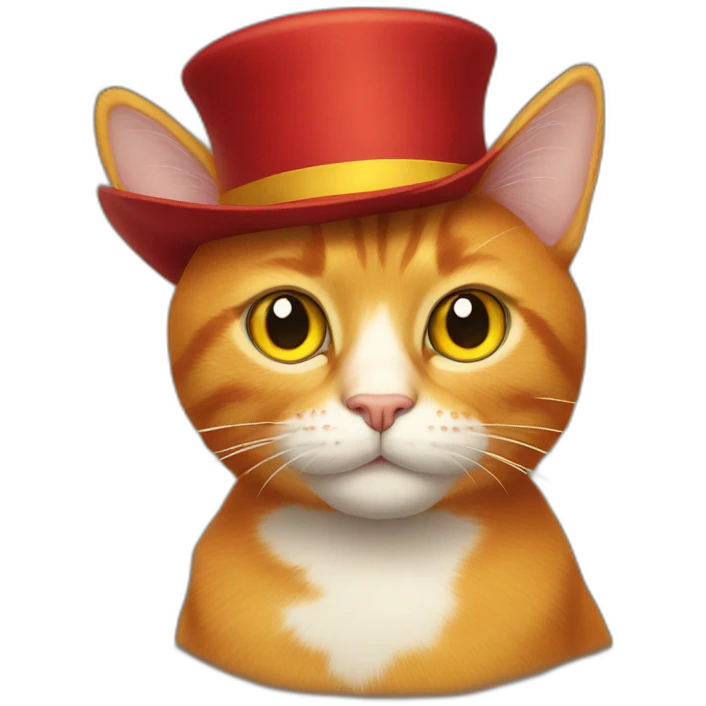 red cat with yellow eyes in a hat emoji