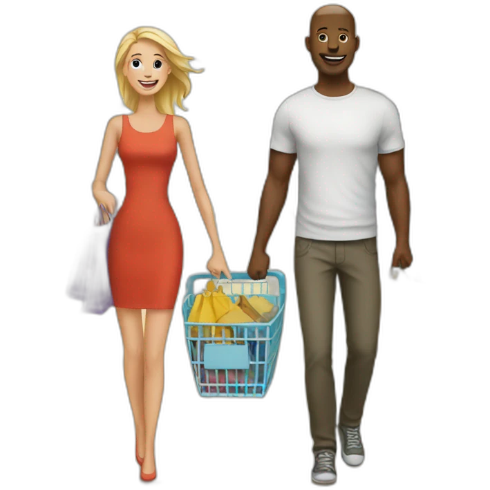 white couple shopping together emoji