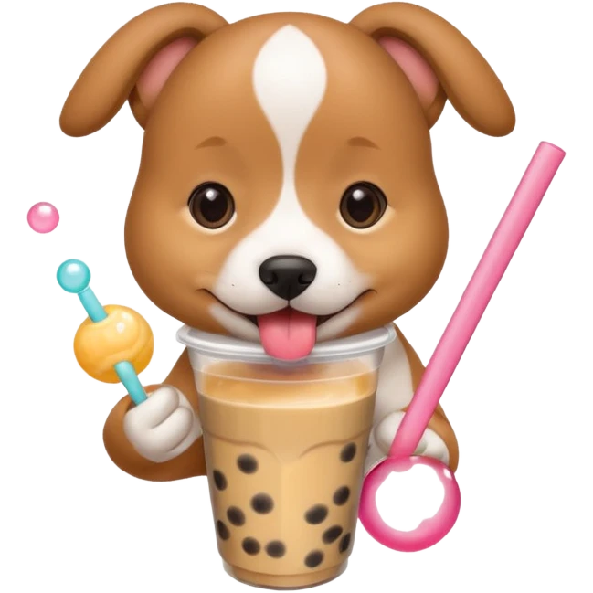 dog with bubble tea emoji