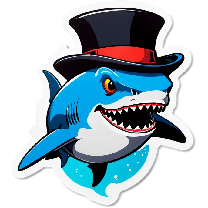 Shark with a top hat emoji