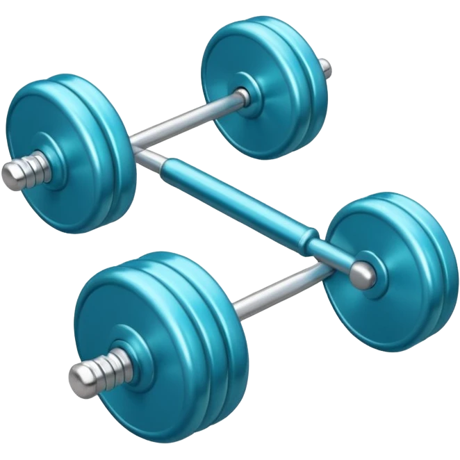a tiny turquoise-blue barbell emoji