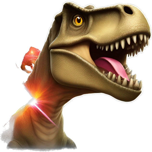 T-Rex peeking with lasers emoji
