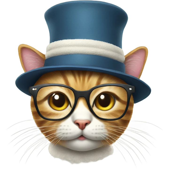 cat with hat with pompom and glasses emoji