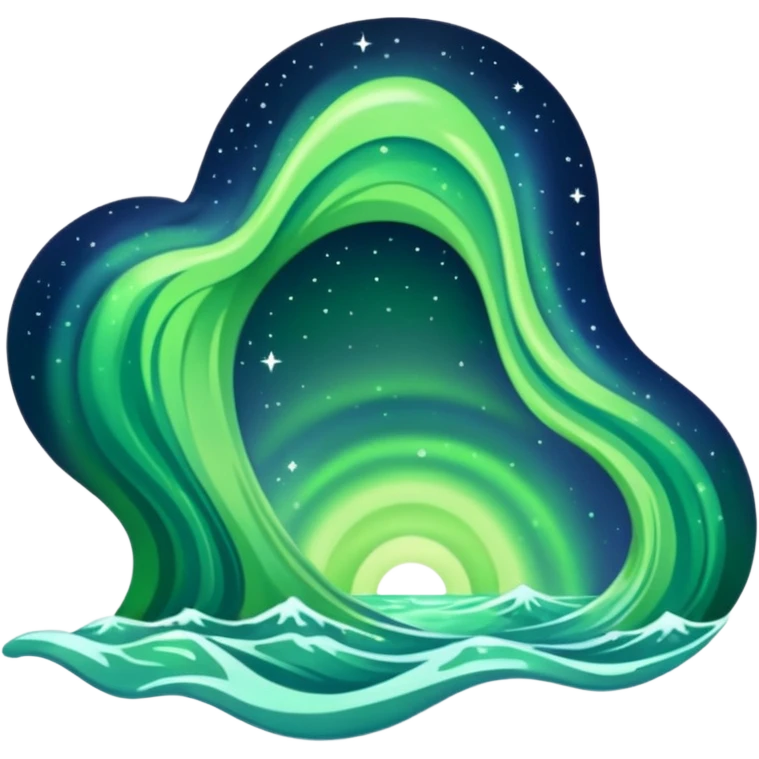 green aurora australis or aurora borealis emoji