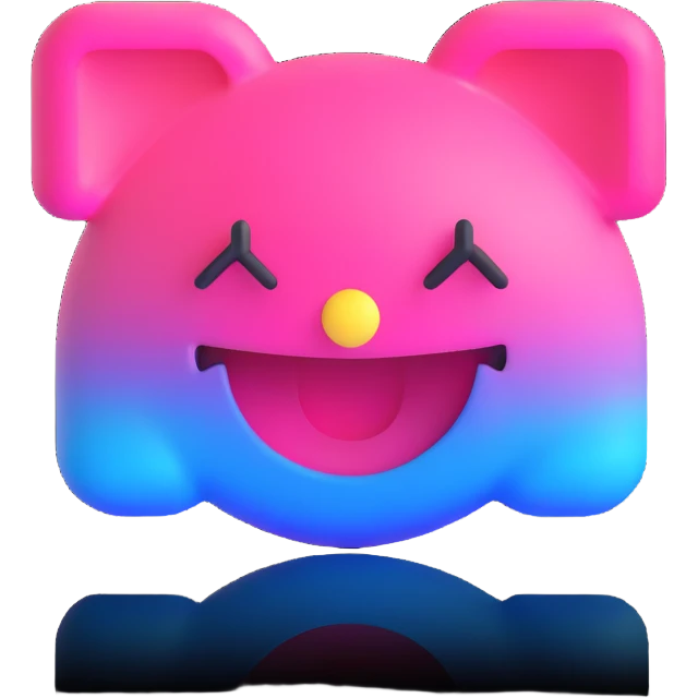 Vaporwave-style emoji with glitchy pink/blue gradients and Japanese text emoji
