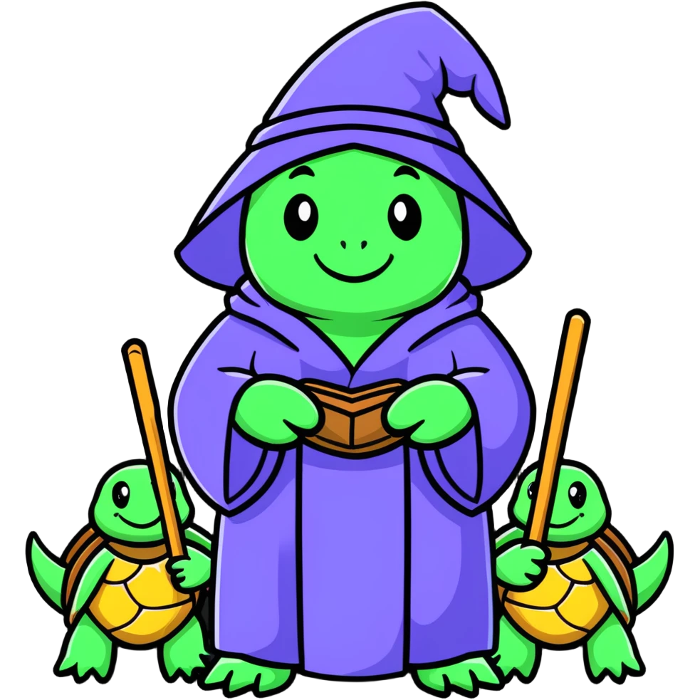 wizard surrounded by turtles emoji