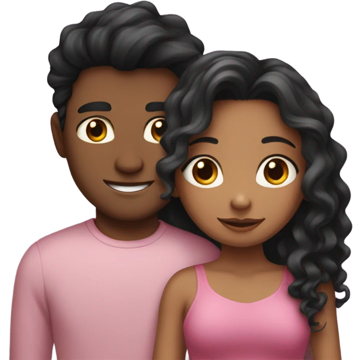make a guy and a girl, they are hugging, the girl has pink long wavy hair. The guy has black hair and light skin emoji
