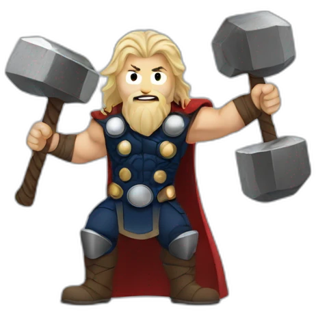 Thor with two hammers emoji