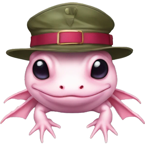 Axolotl with military hat and sunglasses emoji