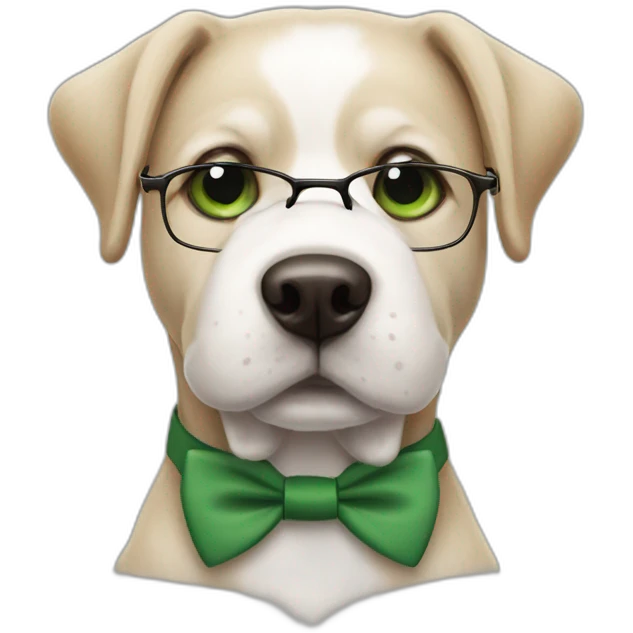 bege-and-white-dog-with-green-eyes-and-glasses-and-tie emoji