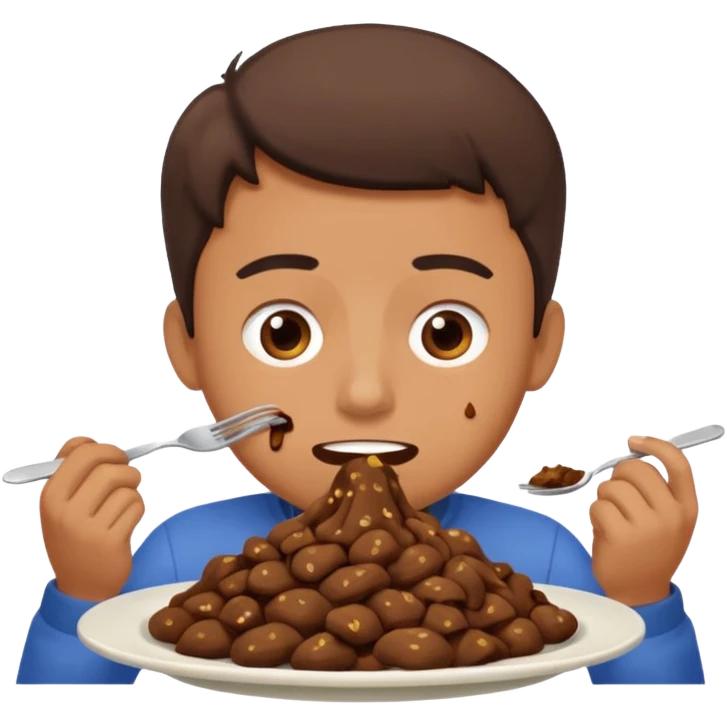 Make a poop on a plate with A guy eating it emoji