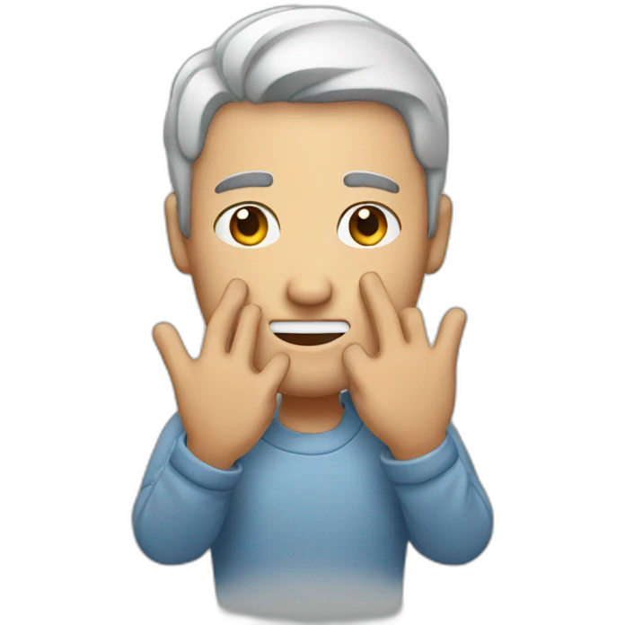 a guy with his hands frozen emoji