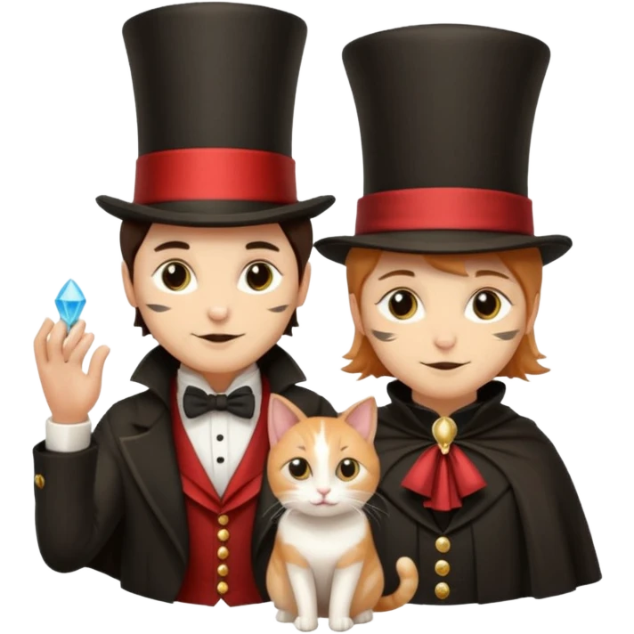 magician couple and their pet cat emoji