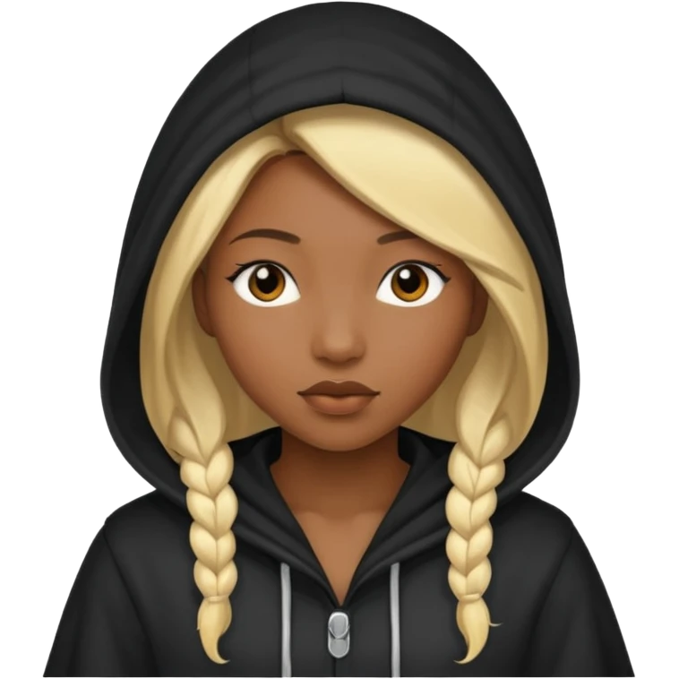 Hooded blonde black woman emoji