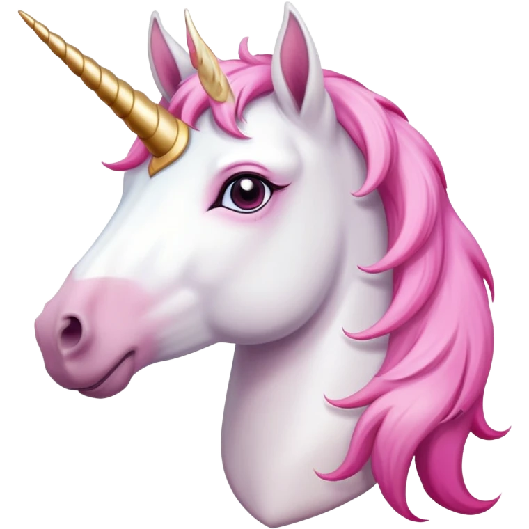 head of an anthropomorphised female unicorn horse, looking straight ahead, relaxed pose emoji
