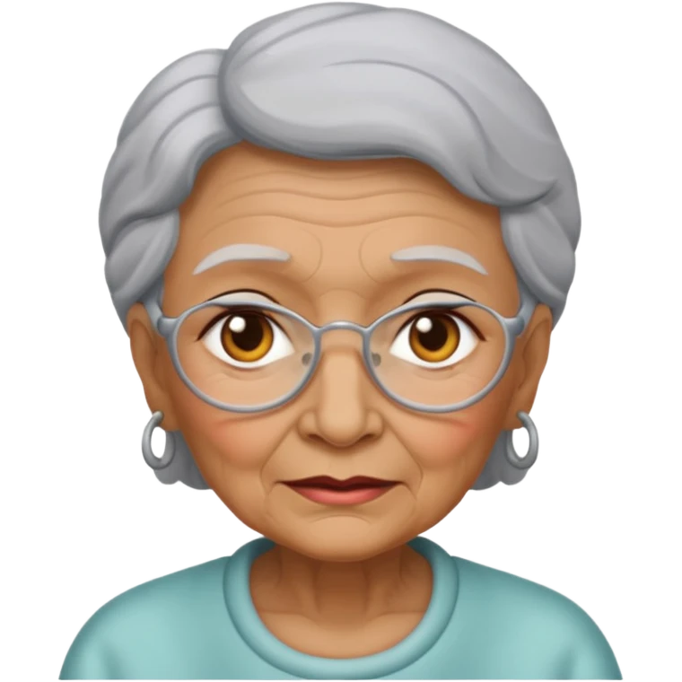 gray metal painted grandma face included emoji