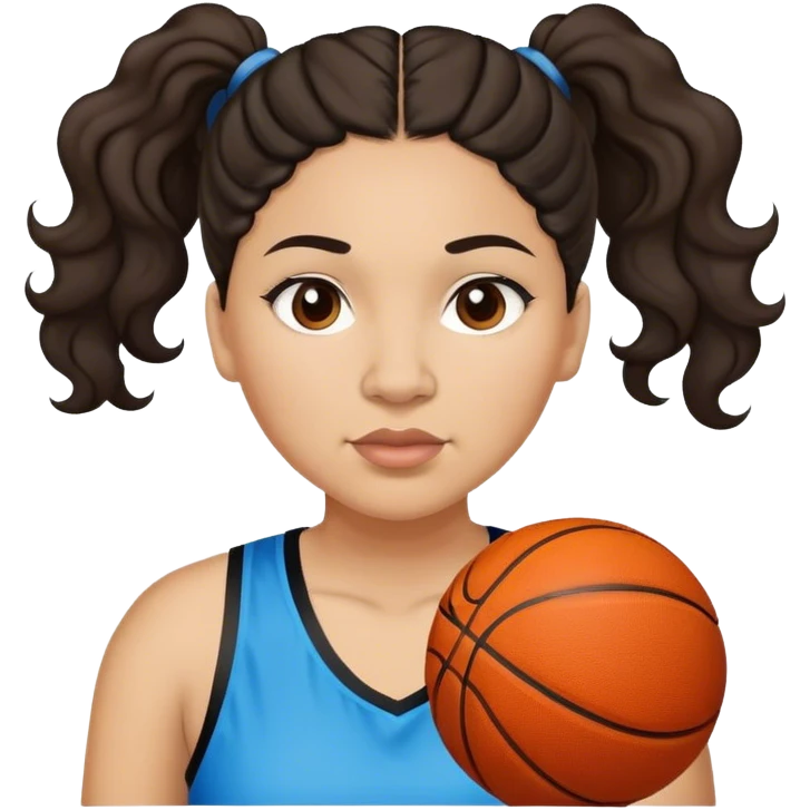  plus size light skin latino women basketball player with wavy dark hair in pony tail flat wide nose  emoji