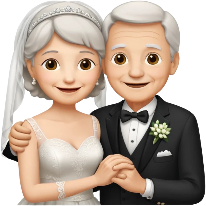old couple in wedding setup emoji