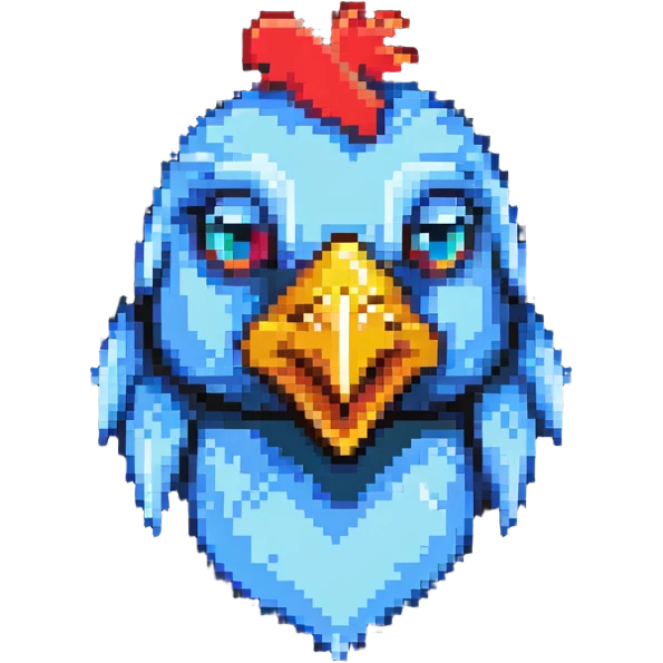 ultra-minimal blocky Minecraft chicken head emoji with one large colorful square pixel, perfectly square, extremely simple, abstract, playful, childlike emoji