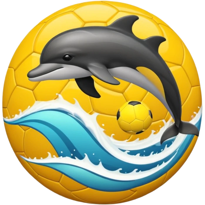 Yellow black dolphin cirkle wave soccerball emoji