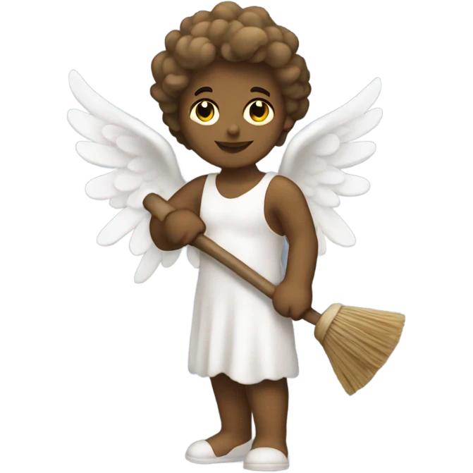 Cupid angel using a broom emoji