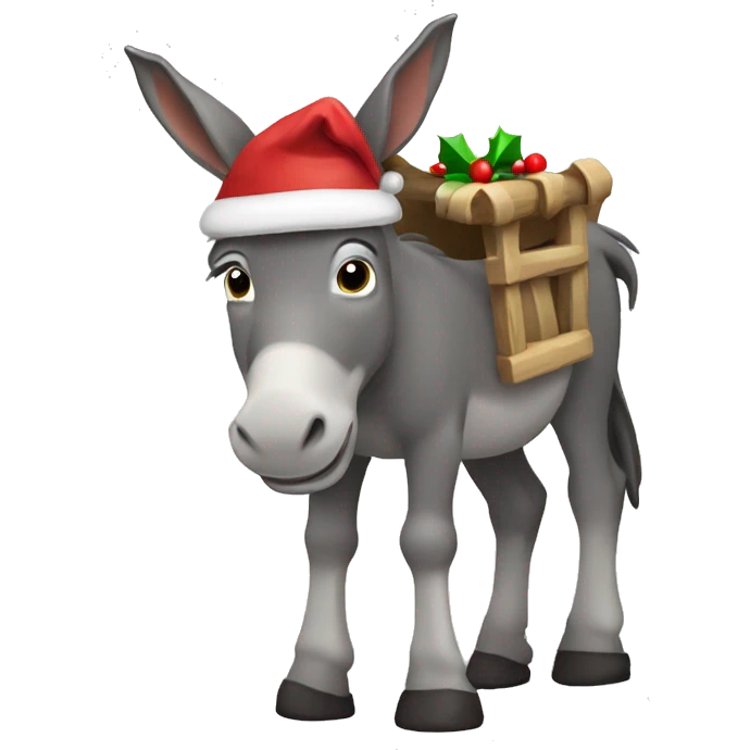 Donkey with a Christmas manger emoji