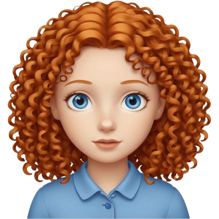 Girl with blue eyes with ginger curly hair emoji