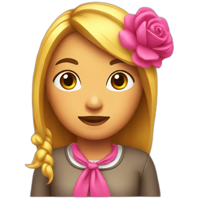 Chica con lazo rosa emoji