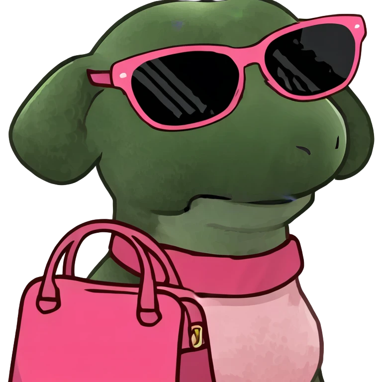 A pink poodle with a pink bag and pink sunglasses emoji