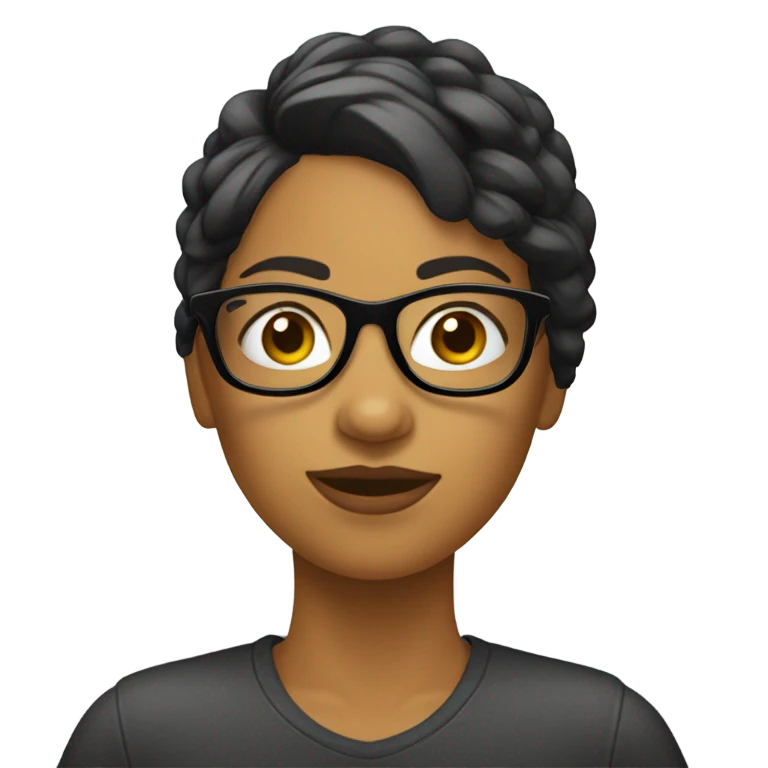 chica cabello negro con lentes emoji