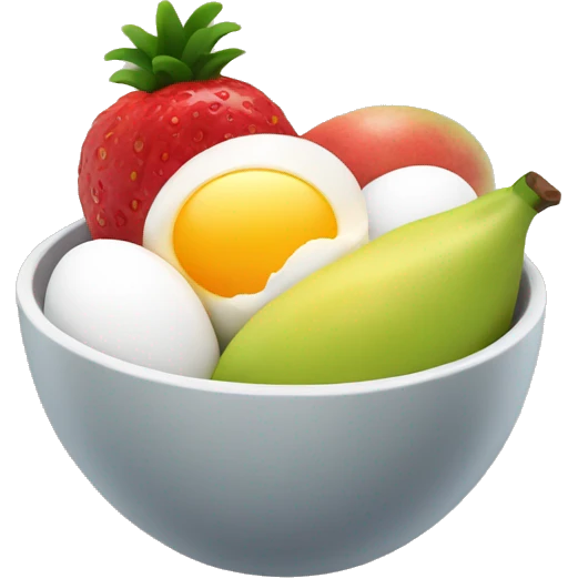 A BOWL OF FRUIT WITH A EGG IN IT emoji