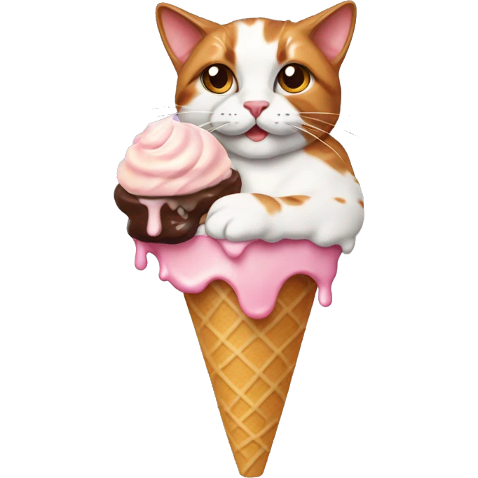 calico cat with icecream sundae  emoji