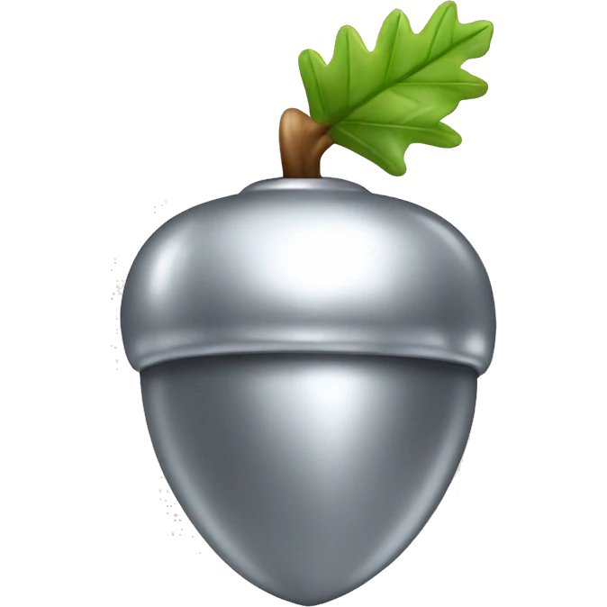 shiny silver Acorn with stem  emoji