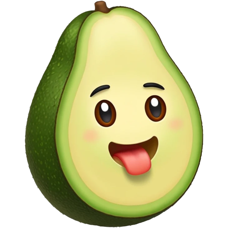 Aguacate con pestañas grandes y boca grande emoji