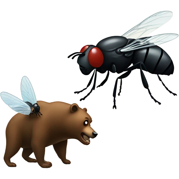 A fly getting attacked by a bear emoji