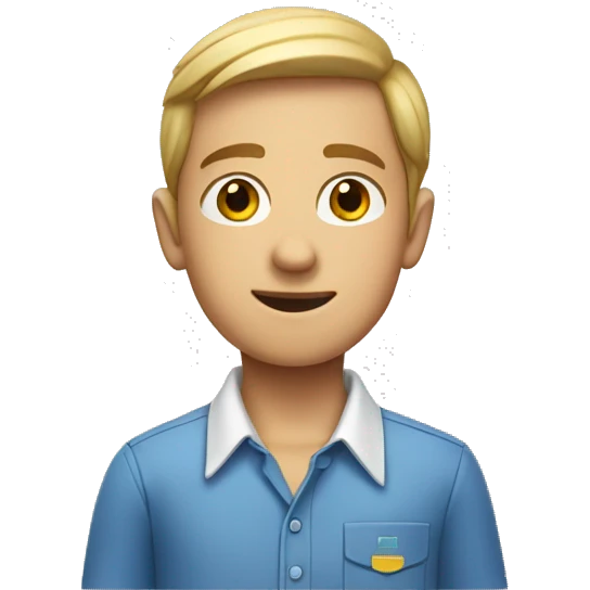 boy in collared shirt with car emoji