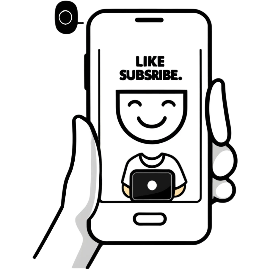 Content creator asking to like and subscribe emoji