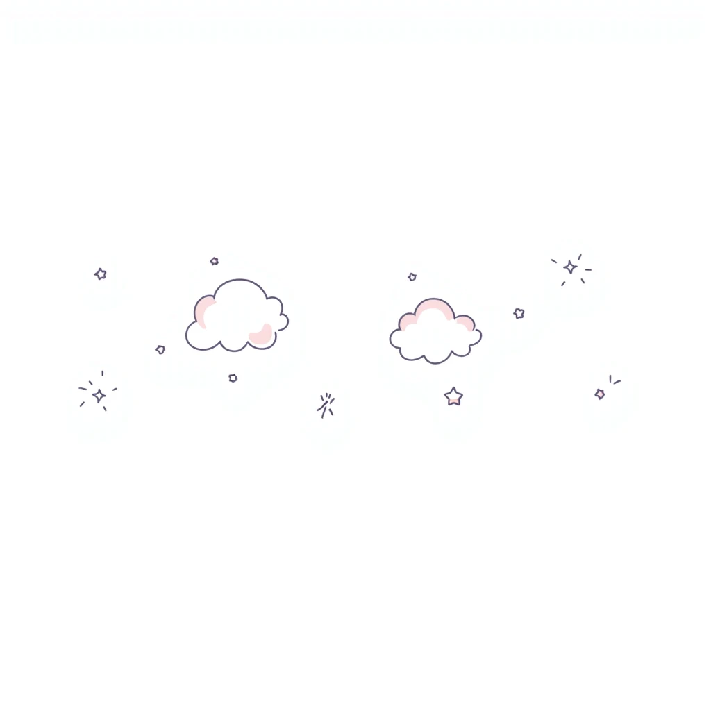 whimsical hand-drawn clouds, stars, and waves in pastel colors, minimal children's book style, pencil or ink sketch emoji