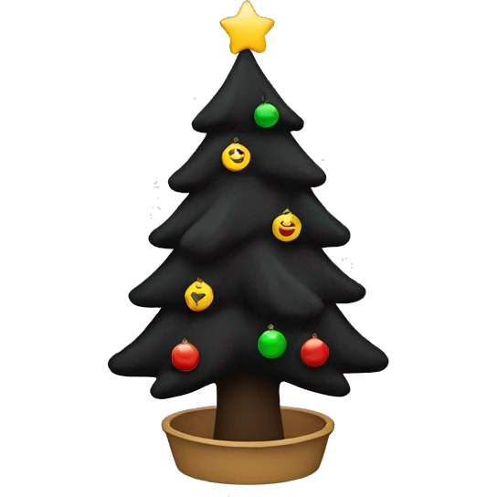 Black Christmas tree flipped bottom and top emoji