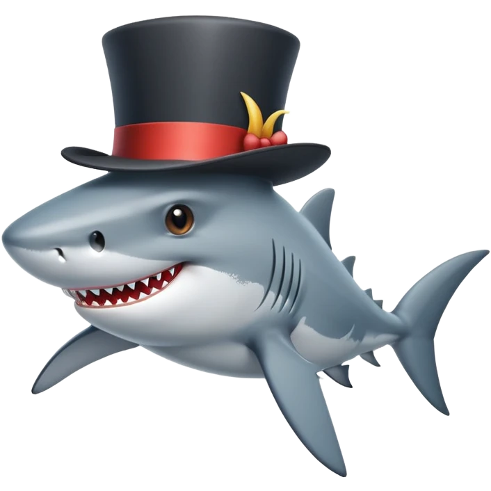 Shark with a top hat emoji