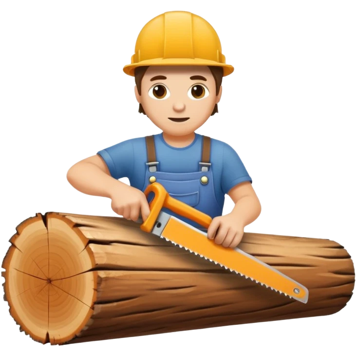 человек пилит бревно пилой emoji