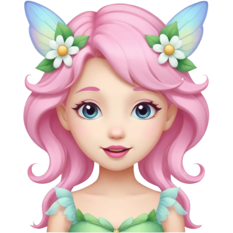 cute pastel fairy girl flower head decoration wink emoji