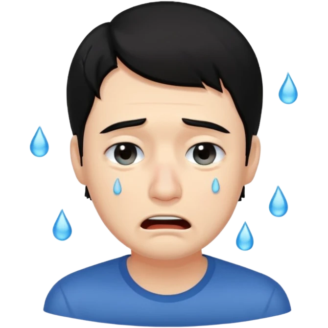 man crying with black hair emoji