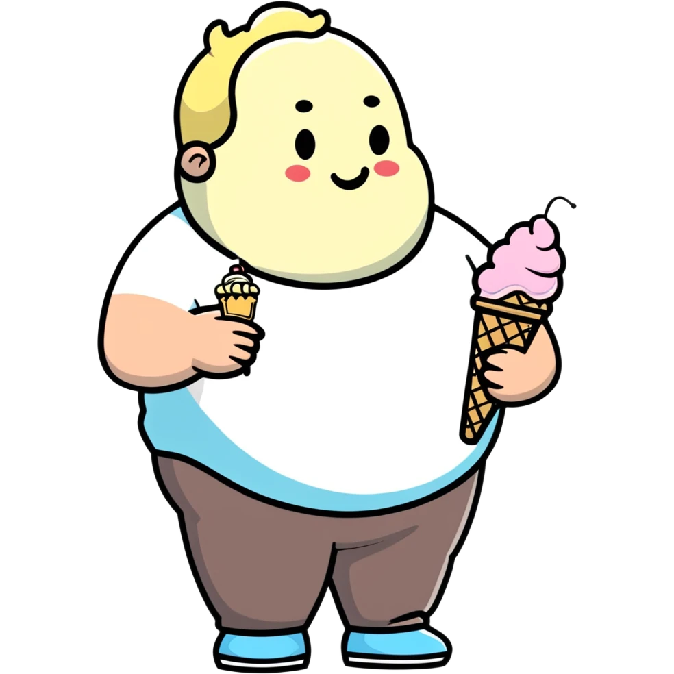 fat man with ice cream, inspired by Lilo and Stitch emoji