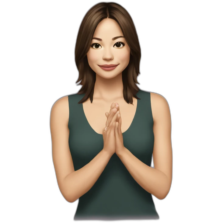 kristin kreuk with hands emoji
