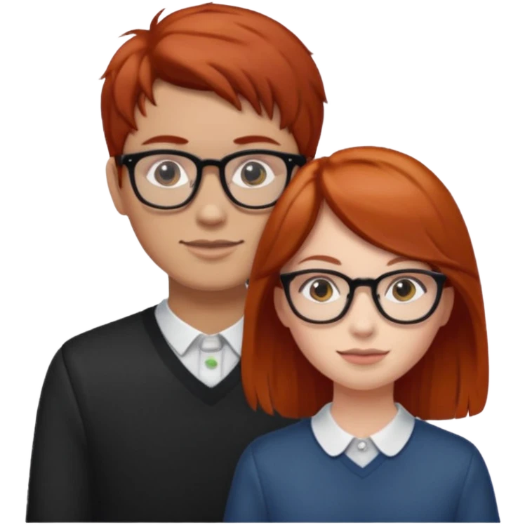 Red headed girl with glasses and brown haired boy emoji