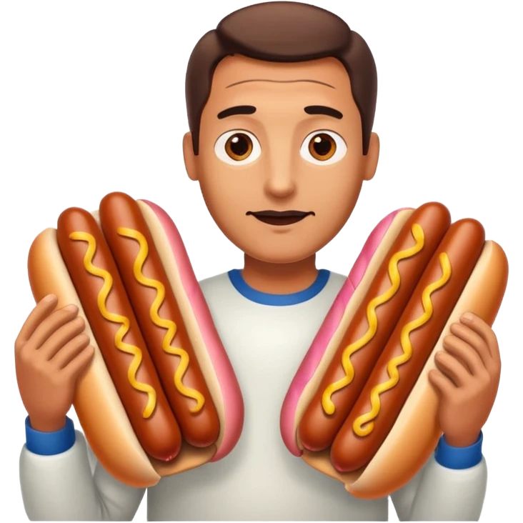 Guy with a lot of hotdogs emoji