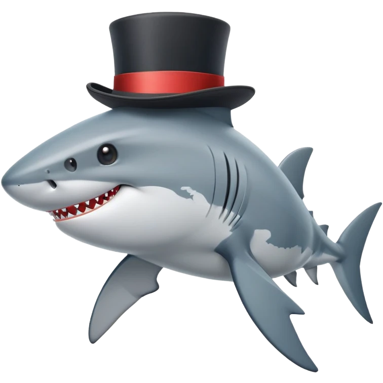 Shark with a top hat emoji